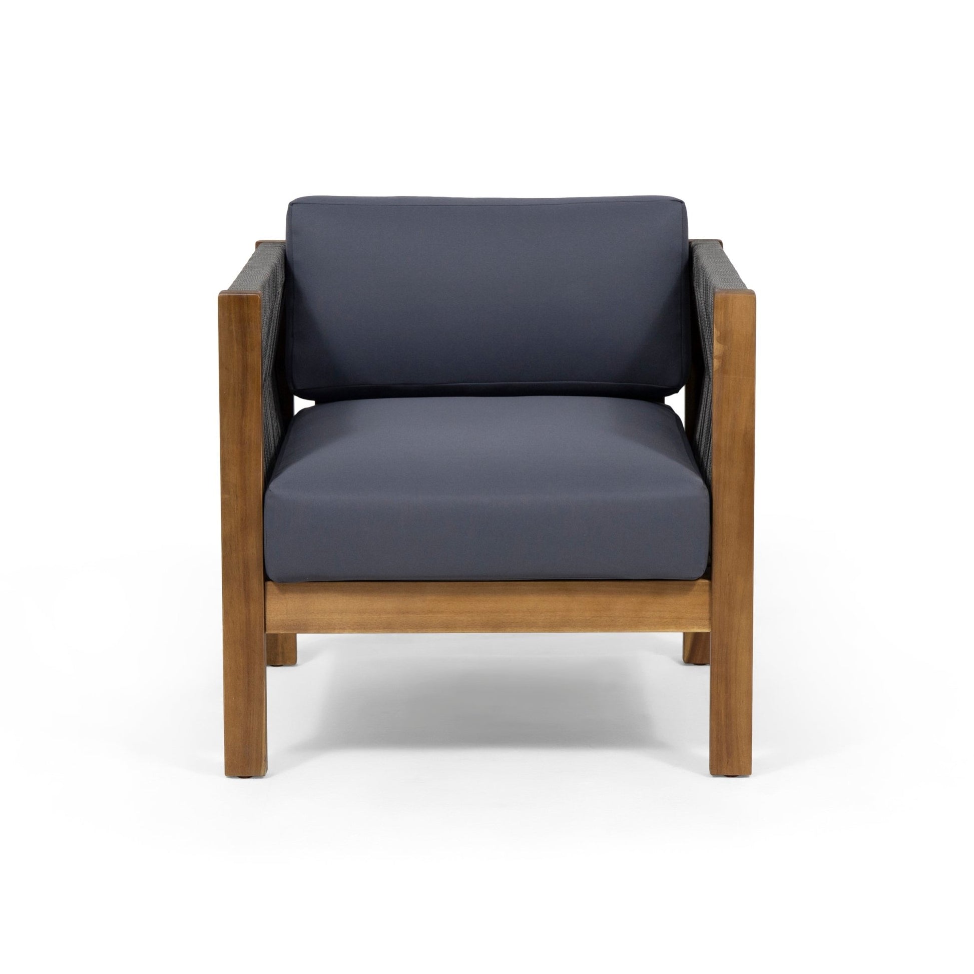 Outdoor Club Chair with Rattan Rope Wave, Dark Grey - 1st Choice Furniture Direct
