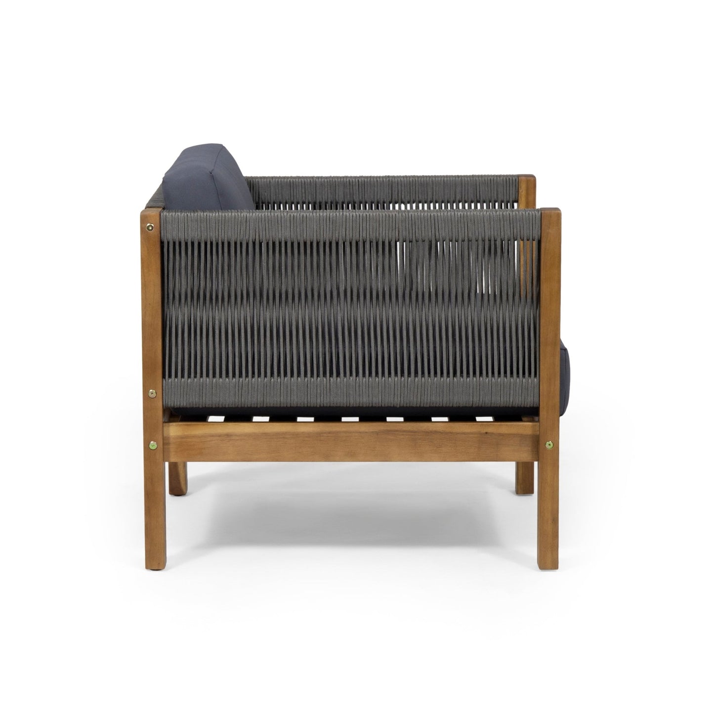 Outdoor Club Chair with Rattan Rope Wave, Dark Grey - 1st Choice Furniture Direct
