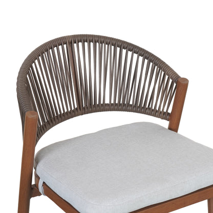 Outdoor Counter Stools Set of 2 – Wicker Teak Finish Aluminum Patio Chairs with Cushions - 1st Choice Furniture Direct