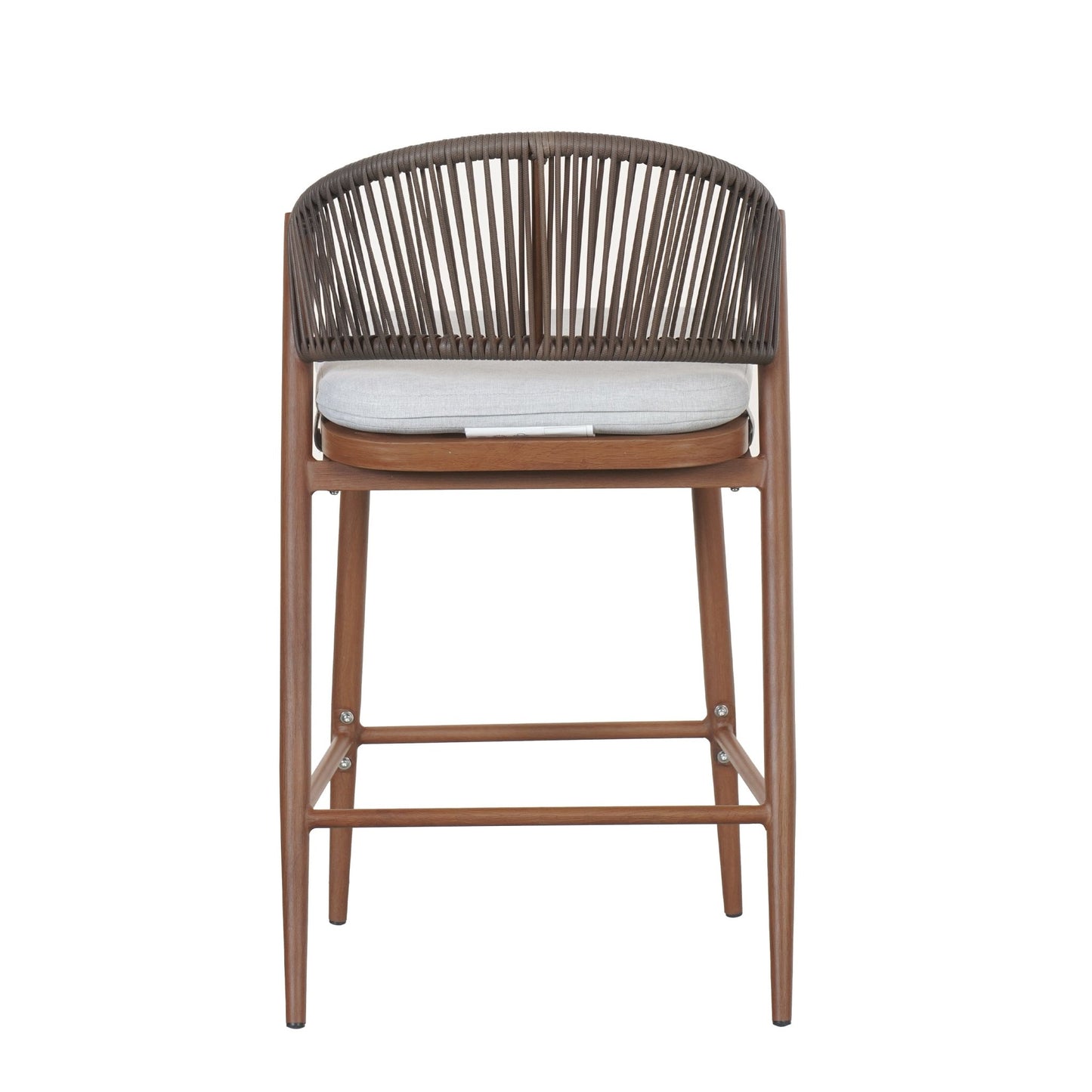 Outdoor Counter Stools Set of 2 – Wicker Teak Finish Aluminum Patio Chairs with Cushions - 1st Choice Furniture Direct