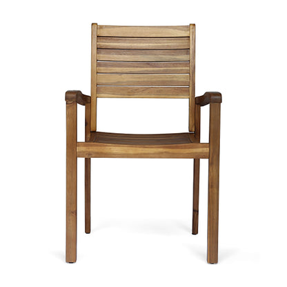 Outdoor Dining Chair, Acacia Wood Teak-Colored Finish, Stacking Design for Patio or Resort-Style Settings - 1st Choice Furniture Direct