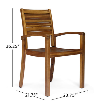 Outdoor Dining Chair, Acacia Wood Teak-Colored Finish, Stacking Design for Patio or Resort-Style Settings - 1st Choice Furniture Direct