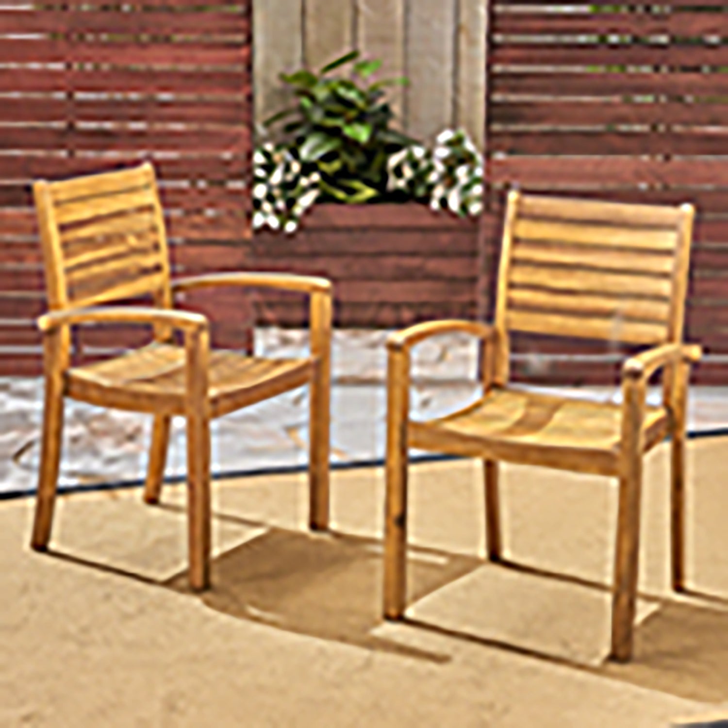 Outdoor Dining Chair, Acacia Wood Teak-Colored Finish, Stacking Design for Patio or Resort-Style Settings - 1st Choice Furniture Direct