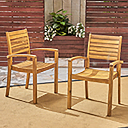 Outdoor Dining Chair, Acacia Wood Teak-Colored Finish, Stacking Design for Patio or Resort-Style Settings - 1st Choice Furniture Direct