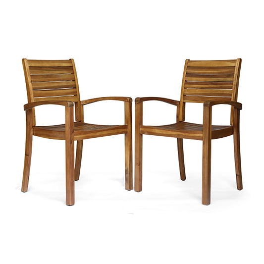 Outdoor Dining Chair, Acacia Wood Teak - Colored Finish, Stacking Design for Patio or Resort - Style Settings - 1st Choice Furniture Direct