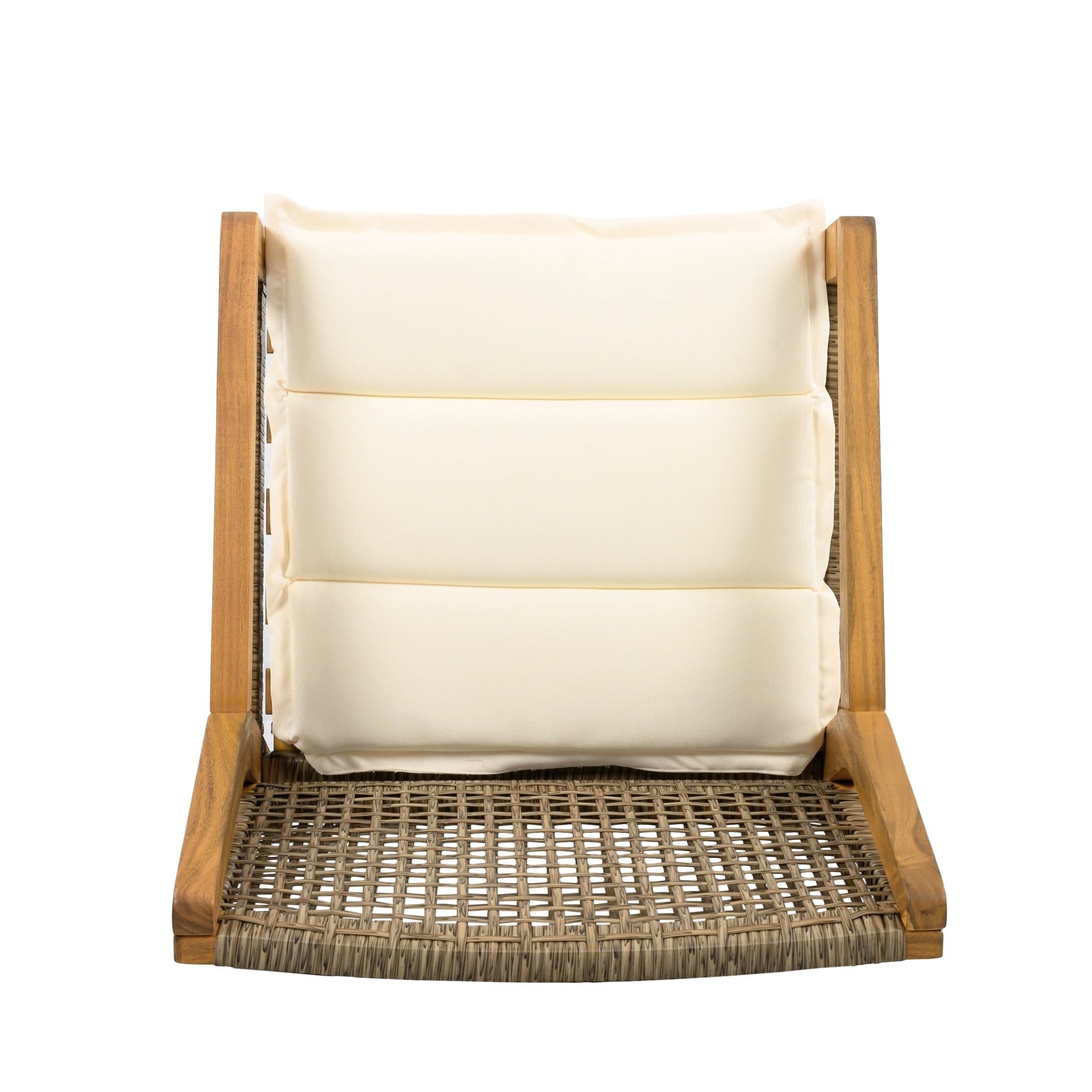 Outdoor Dining Set – Premium Acacia Wood Della Table & Wicker Chairs with Cream Cushion for Comfortable Dining Experience,Suitable for large gatherings(1 Table + 4 Chairs) - 1st Choice Furniture Direct