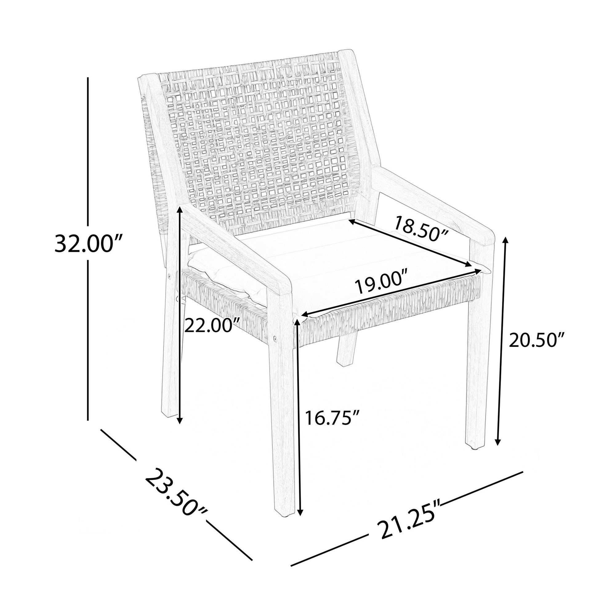 Outdoor Dining Set – Premium Acacia Wood Della Table & Wicker Chairs with Cream Cushion for Comfortable Dining Experience,Suitable for large gatherings(1 Table + 4 Chairs) - 1st Choice Furniture Direct