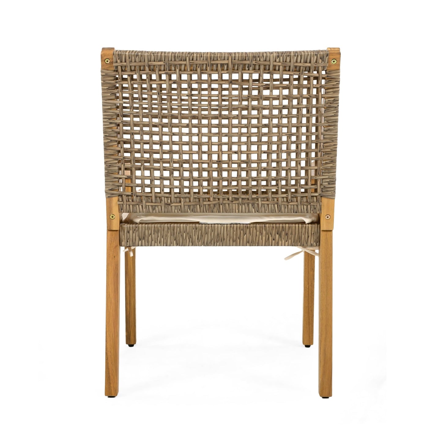Outdoor Dining Set – Premium Acacia Wood Della Table & Wicker Chairs with Cream Cushion for Comfortable Dining Experience,Suitable for large gatherings(1 Table + 4 Chairs) - 1st Choice Furniture Direct