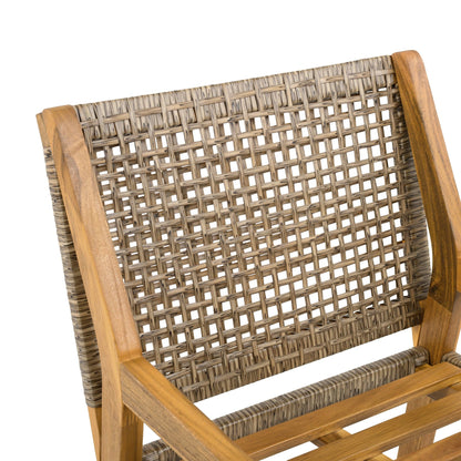 Outdoor Dining Set – Premium Acacia Wood Della Table & Wicker Chairs with Cream Cushion for Comfortable Dining Experience,Suitable for large gatherings(1 Table + 6 Chairs) - 1st Choice Furniture Direct