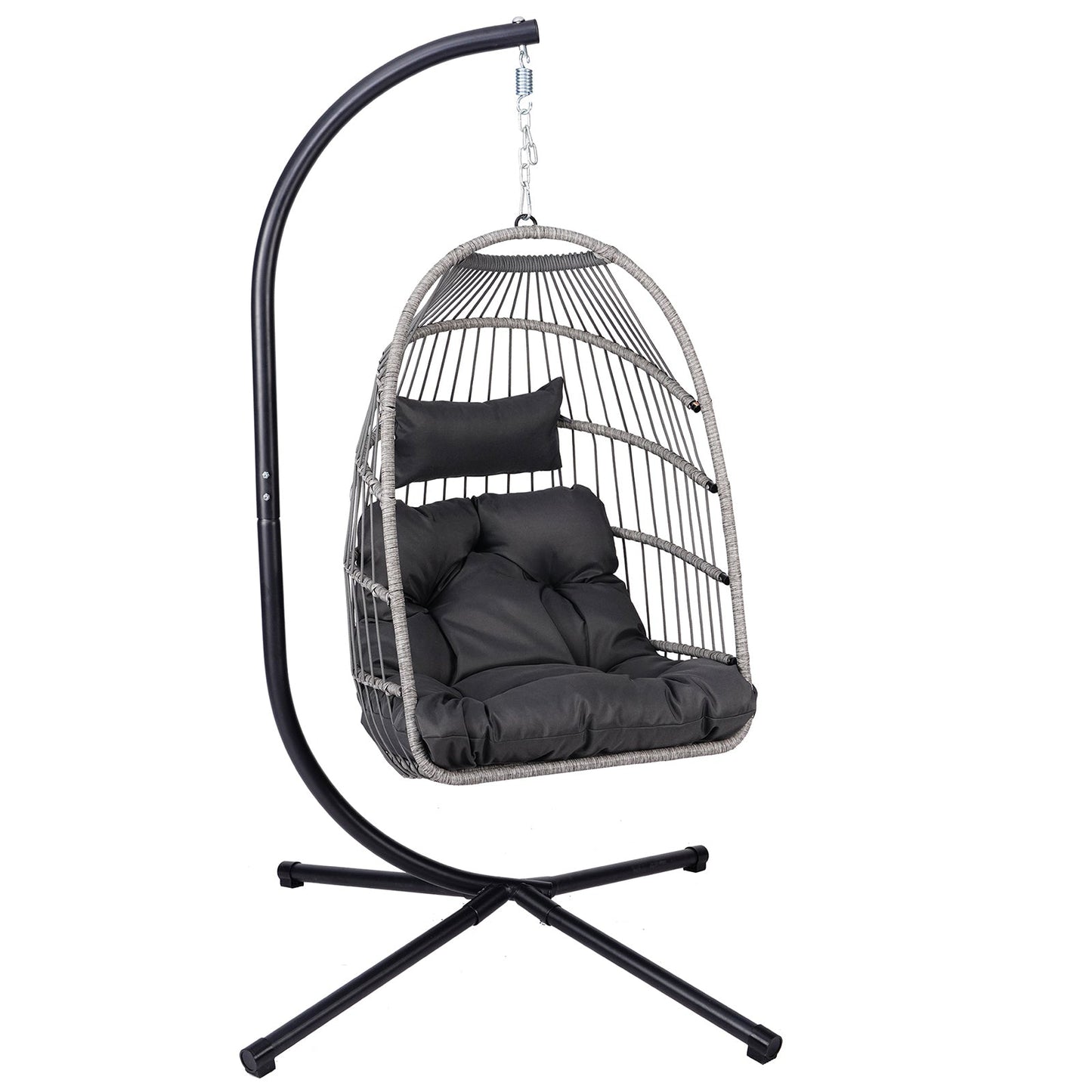 Outdoor Egg Hanging Chair with Stand, Patio Wicker Swing Egg Chair Indoor Swinging Chair Outdoor Hammock Egg Chair - 1st Choice Furniture Direct