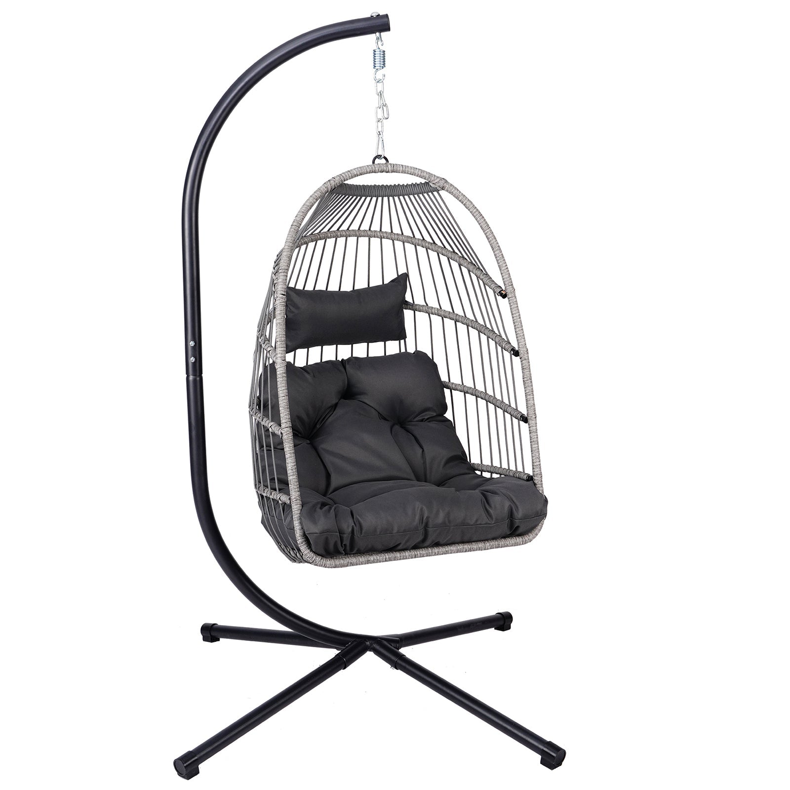 Outdoor Egg Hanging Chair with Stand, Patio Wicker Swing Egg Chair Indoor Swinging Chair Outdoor Hammock Egg Chair - 1st Choice Furniture Direct