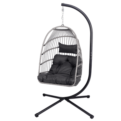 Outdoor Egg Hanging Chair with Stand, Patio Wicker Swing Egg Chair Indoor Swinging Chair Outdoor Hammock Egg Chair - 1st Choice Furniture Direct