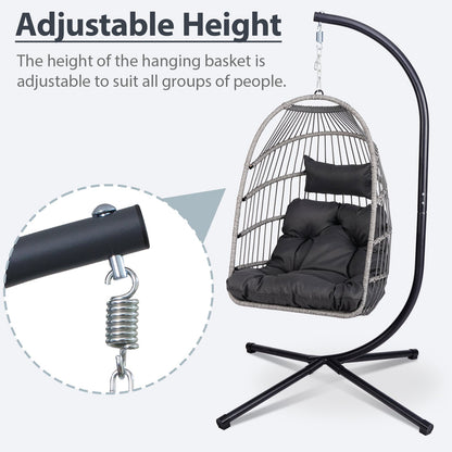 Outdoor Egg Hanging Chair with Stand, Patio Wicker Swing Egg Chair Indoor Swinging Chair Outdoor Hammock Egg Chair - 1st Choice Furniture Direct
