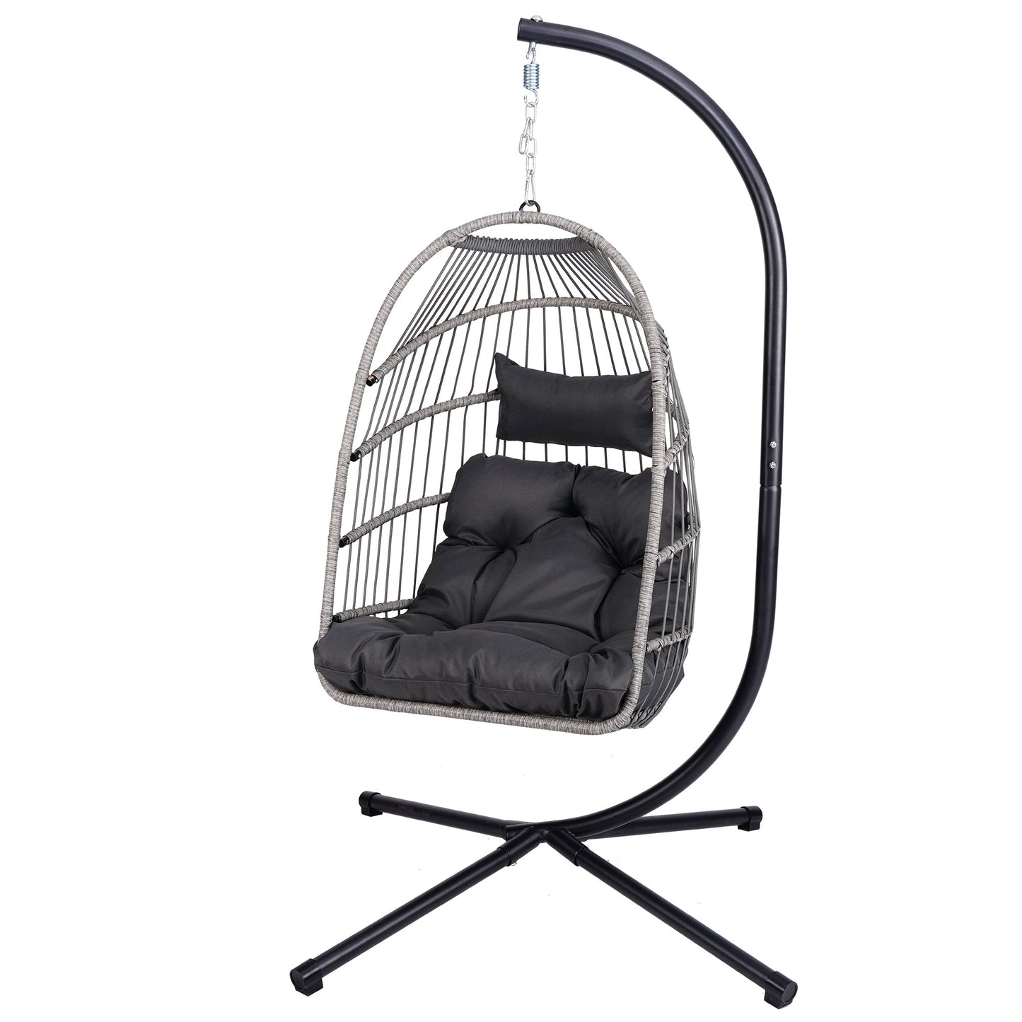 Outdoor Egg Hanging Chair with Stand, Patio Wicker Swing Egg Chair Indoor Swinging Chair Outdoor Hammock Egg Chair - 1st Choice Furniture Direct
