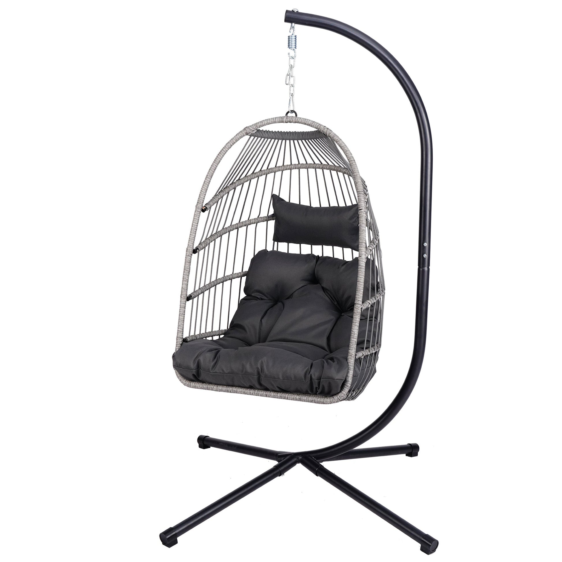 Outdoor Egg Hanging Chair with Stand, Patio Wicker Swing Egg Chair Indoor Swinging Chair Outdoor Hammock Egg Chair - 1st Choice Furniture Direct