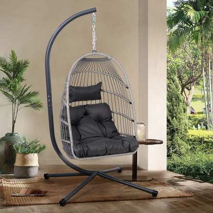 Outdoor Egg Hanging Chair with Stand, Patio Wicker Swing Egg Chair Indoor Swinging Chair Outdoor Hammock Egg Chair - 1st Choice Furniture Direct