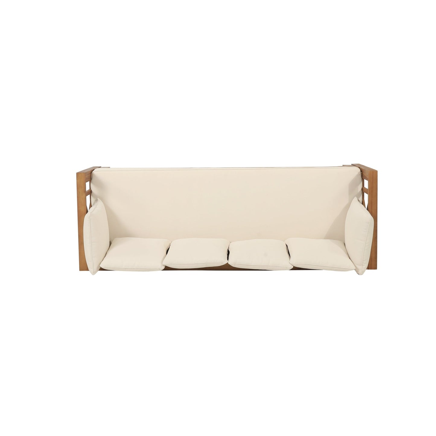 Outdoor Extendable Acacia Wood 3 Seater Sofa, Upholstered Cushion Couch, Daybed Sofa Chair, Spacious Seating Lounge Chair, Patio Daybed Sofa for Garden Yard - 1st Choice Furniture Direct