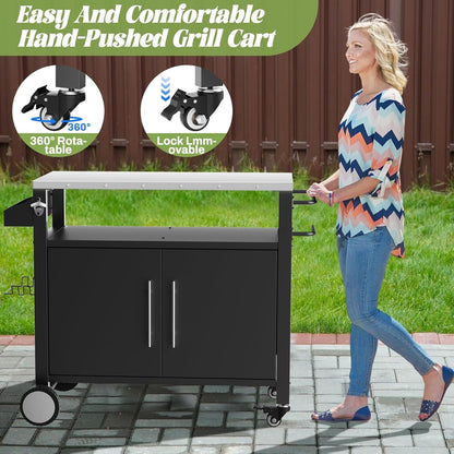 Outdoor Grill Cart with Stainless Steel Top and Storage - 1st Choice Furniture Direct