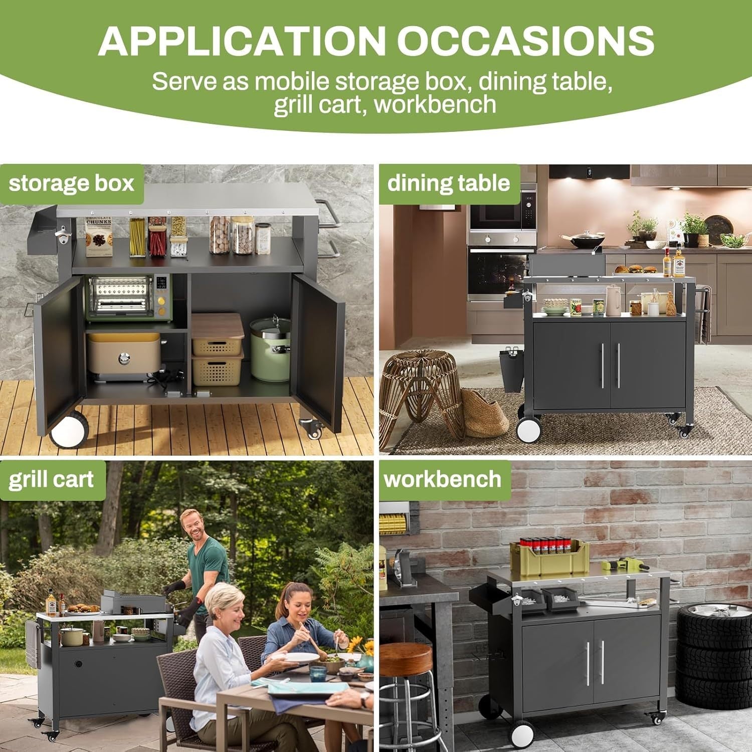 Outdoor Grill Cart with Stainless Steel Top and Storage - 1st Choice Furniture Direct