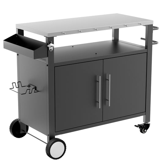 Outdoor Grill Cart with Stainless Steel Top and Storage - 1st Choice Furniture Direct