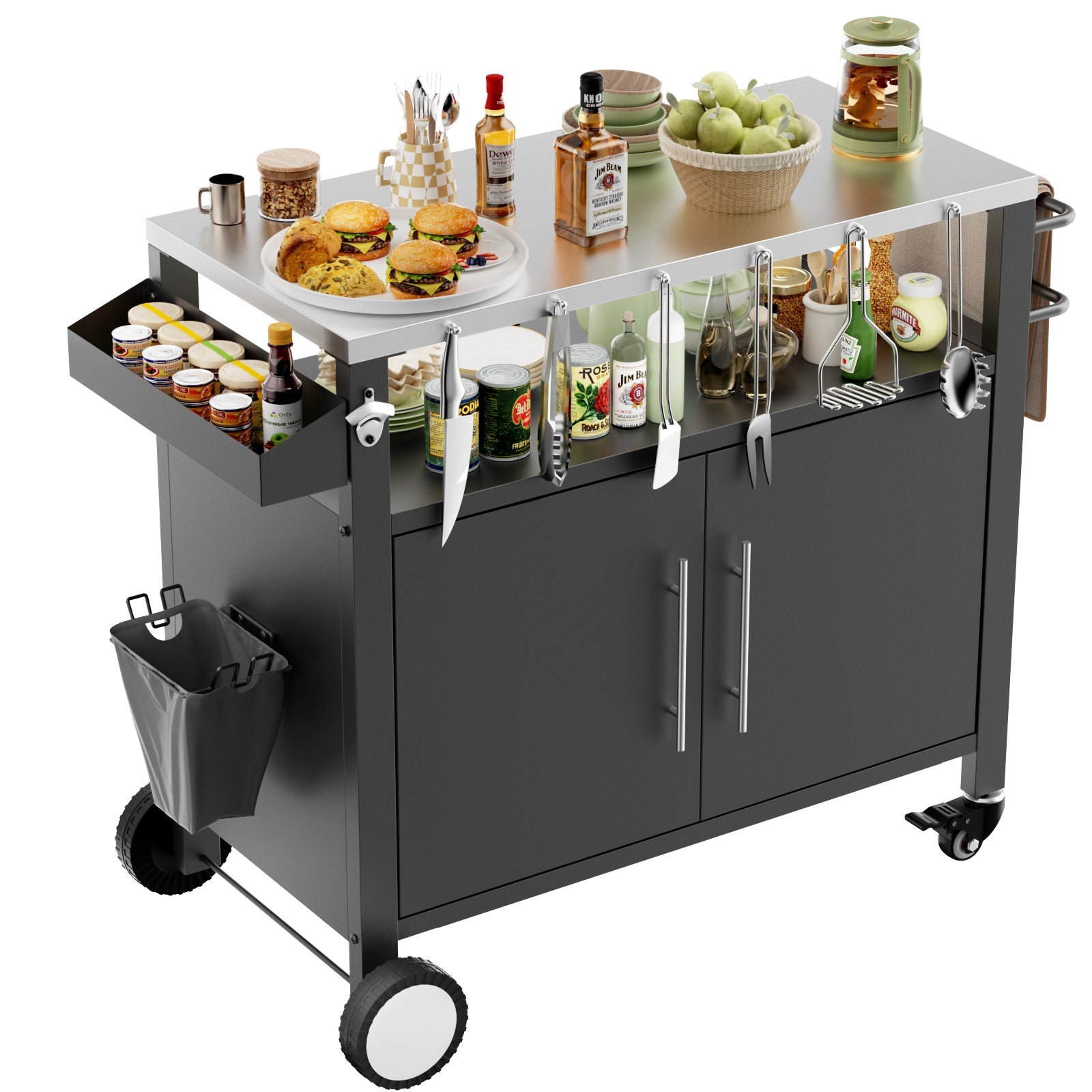 Outdoor Grill Cart with Stainless Steel Top and Storage - 1st Choice Furniture Direct