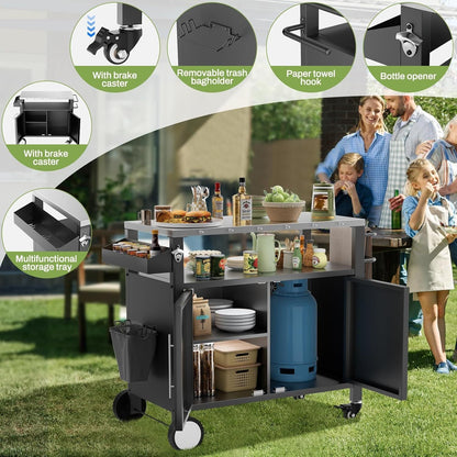 Outdoor Grill Cart with Stainless Steel Top and Storage - 1st Choice Furniture Direct