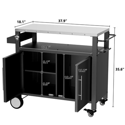 Outdoor Grill Cart with Stainless Steel Top and Storage - 1st Choice Furniture Direct