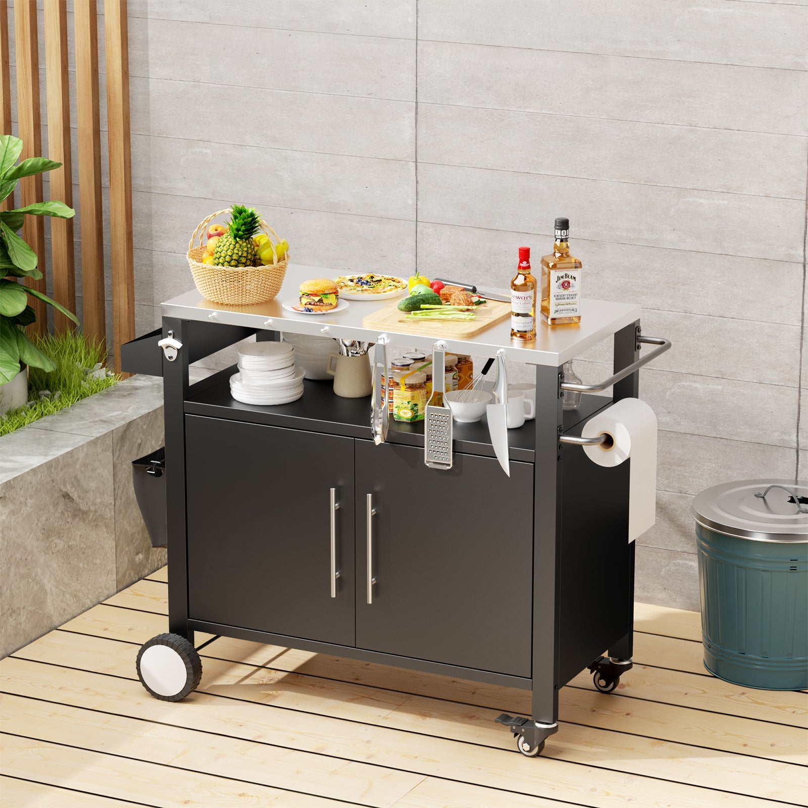 Outdoor Grill Cart with Stainless Steel Top and Storage - 1st Choice Furniture Direct