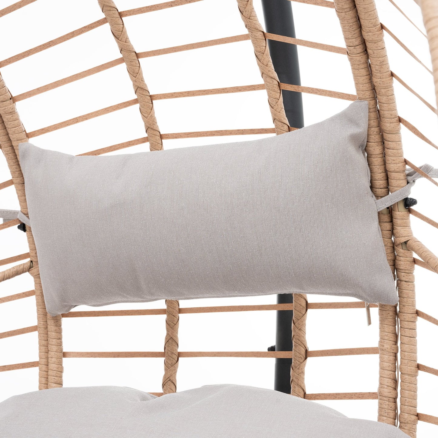 Outdoor Indoor Swing Egg Chair Natural color wicker with beige cushion - 1st Choice Furniture Direct
