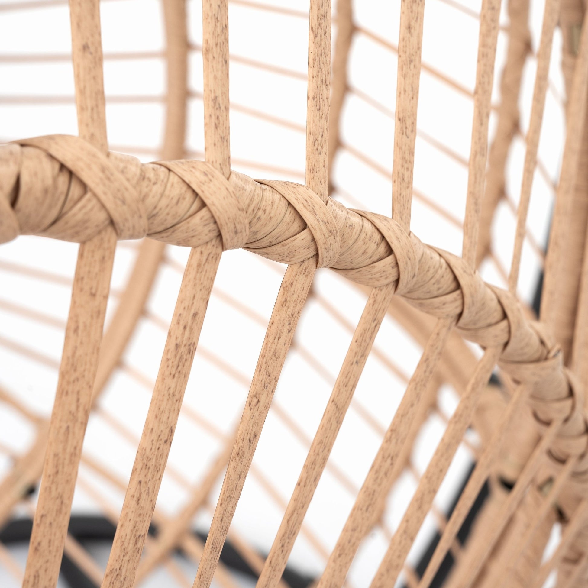 Outdoor Indoor Swing Egg Chair Natural color wicker with beige cushion - 1st Choice Furniture Direct