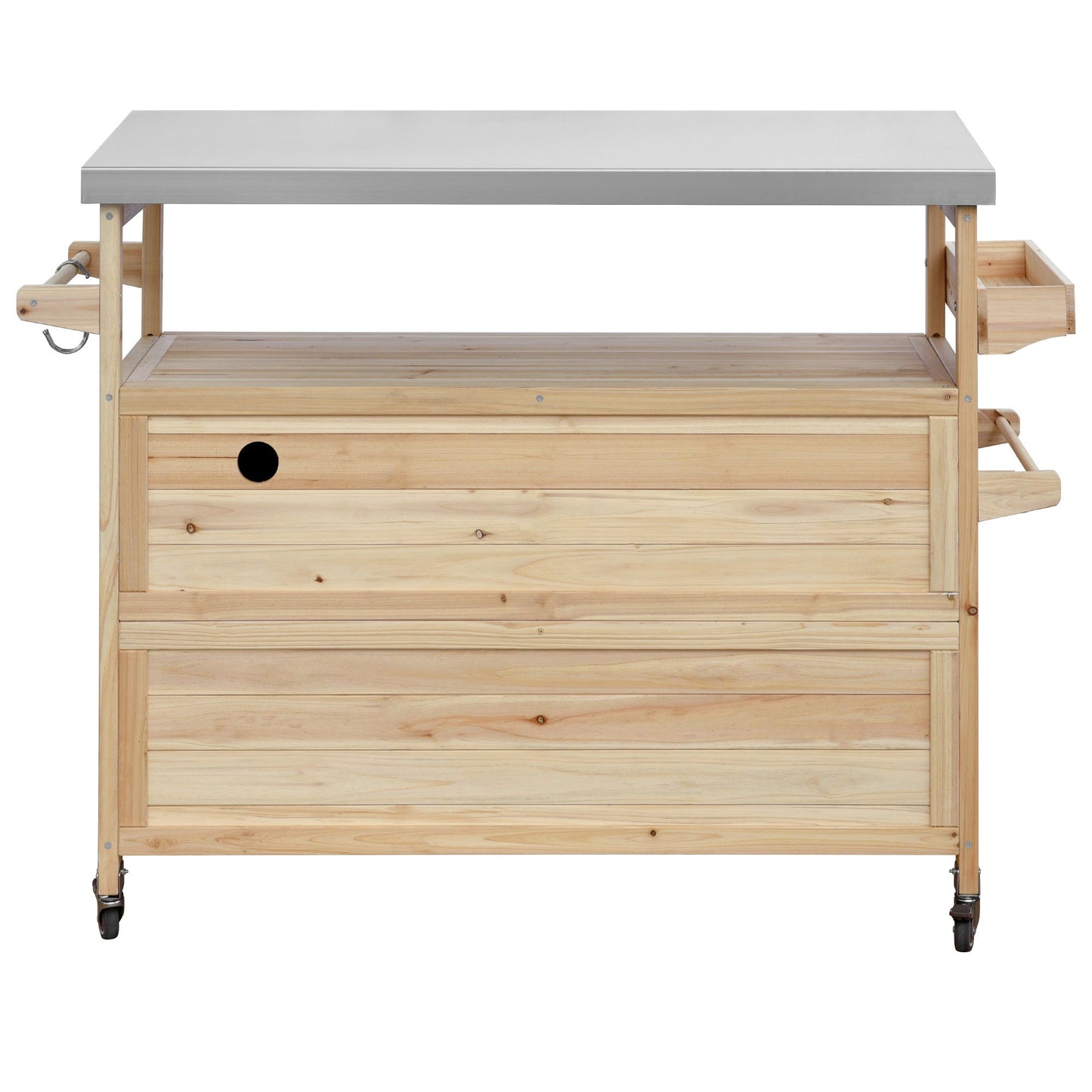 Outdoor Kitchen Island Cart with Stainless Steel Top & Storage - 1st Choice Furniture Direct