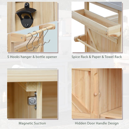 Outdoor Kitchen Island Cart with Stainless Steel Top & Storage - 1st Choice Furniture Direct