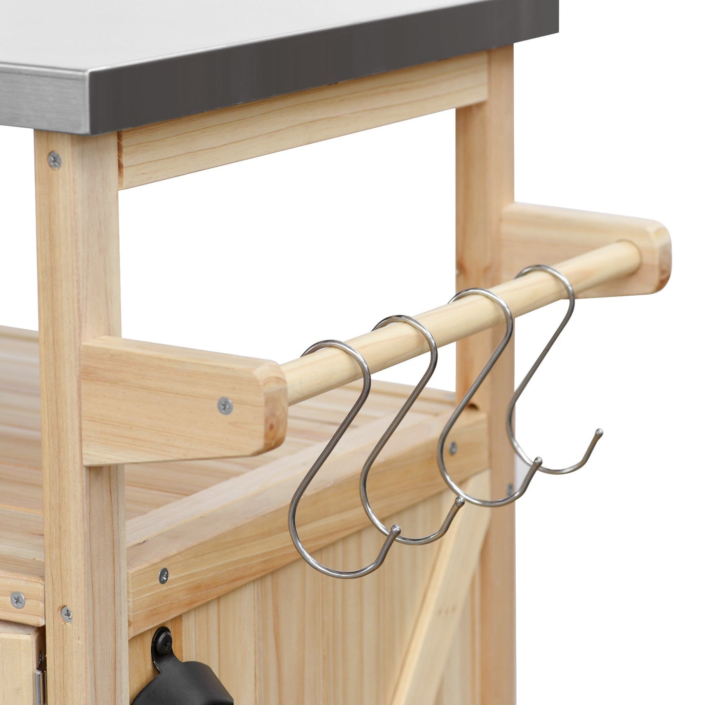 Outdoor Kitchen Island Cart with Stainless Steel Top & Storage - 1st Choice Furniture Direct