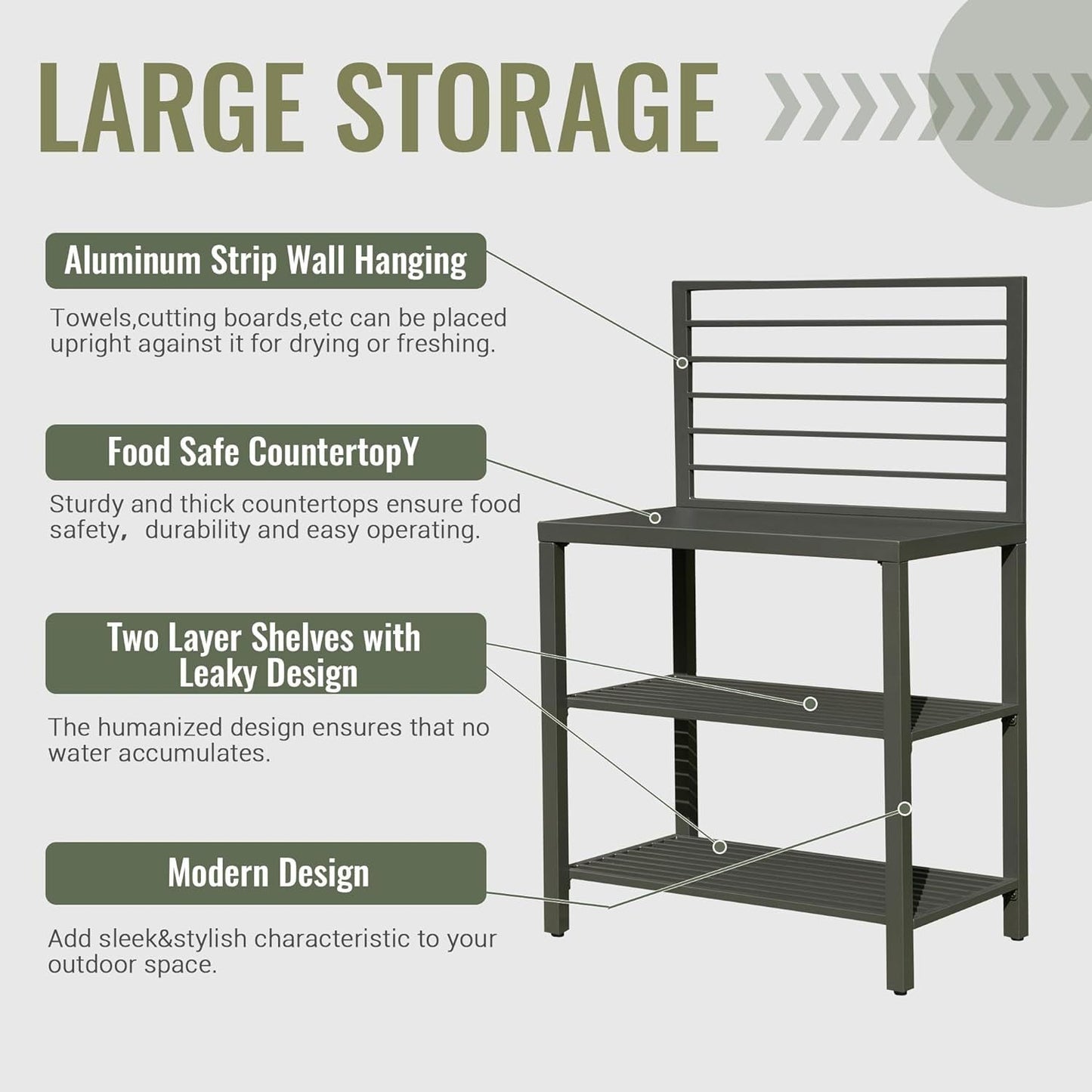 Outdoor Kitchen Island with Storage, Aluminum Kitchen Storage Island Kitchen Food Prep Table with Double Storage Rack, Freestanding Bar Center with Protective Cover Indoor Outdoor - 1st Choice Furniture Direct