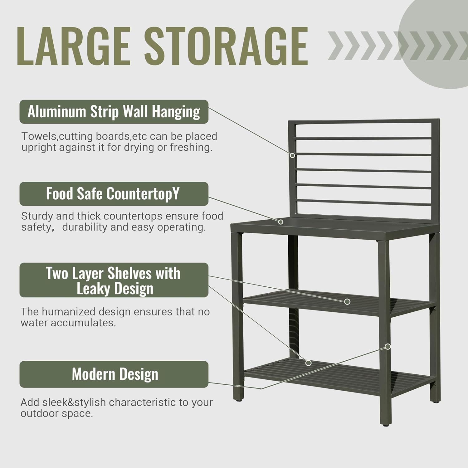 Outdoor Kitchen Island with Storage, Aluminum Kitchen Storage Island Kitchen Food Prep Table with Double Storage Rack, Freestanding Bar Center with Protective Cover Indoor Outdoor - 1st Choice Furniture Direct