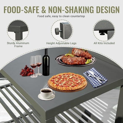 Outdoor Kitchen Island with Storage, Aluminum Kitchen Storage Island Kitchen Food Prep Table with Double Storage Rack, Freestanding Bar Center with Protective Cover Indoor Outdoor - 1st Choice Furniture Direct