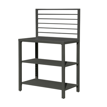 Outdoor Kitchen Island with Storage, Aluminum Kitchen Storage Island Kitchen Food Prep Table with Double Storage Rack, Freestanding Bar Center with Protective Cover Indoor Outdoor - 1st Choice Furniture Direct