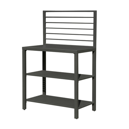 Outdoor Kitchen Island with Storage, Aluminum Kitchen Storage Island Kitchen Food Prep Table with Double Storage Rack, Freestanding Bar Center with Protective Cover Indoor Outdoor - 1st Choice Furniture Direct