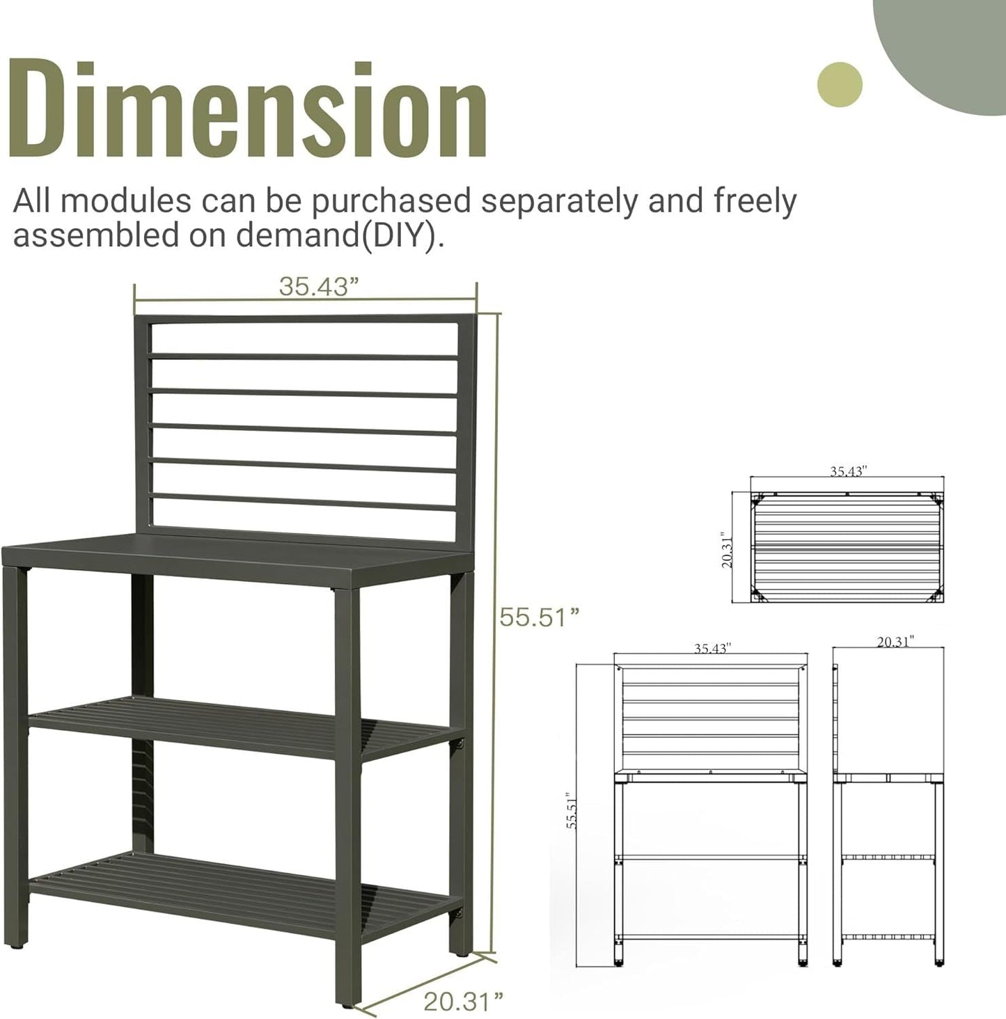 Outdoor Kitchen Island with Storage, Aluminum Kitchen Storage Island Kitchen Food Prep Table with Double Storage Rack, Freestanding Bar Center with Protective Cover Indoor Outdoor - 1st Choice Furniture Direct