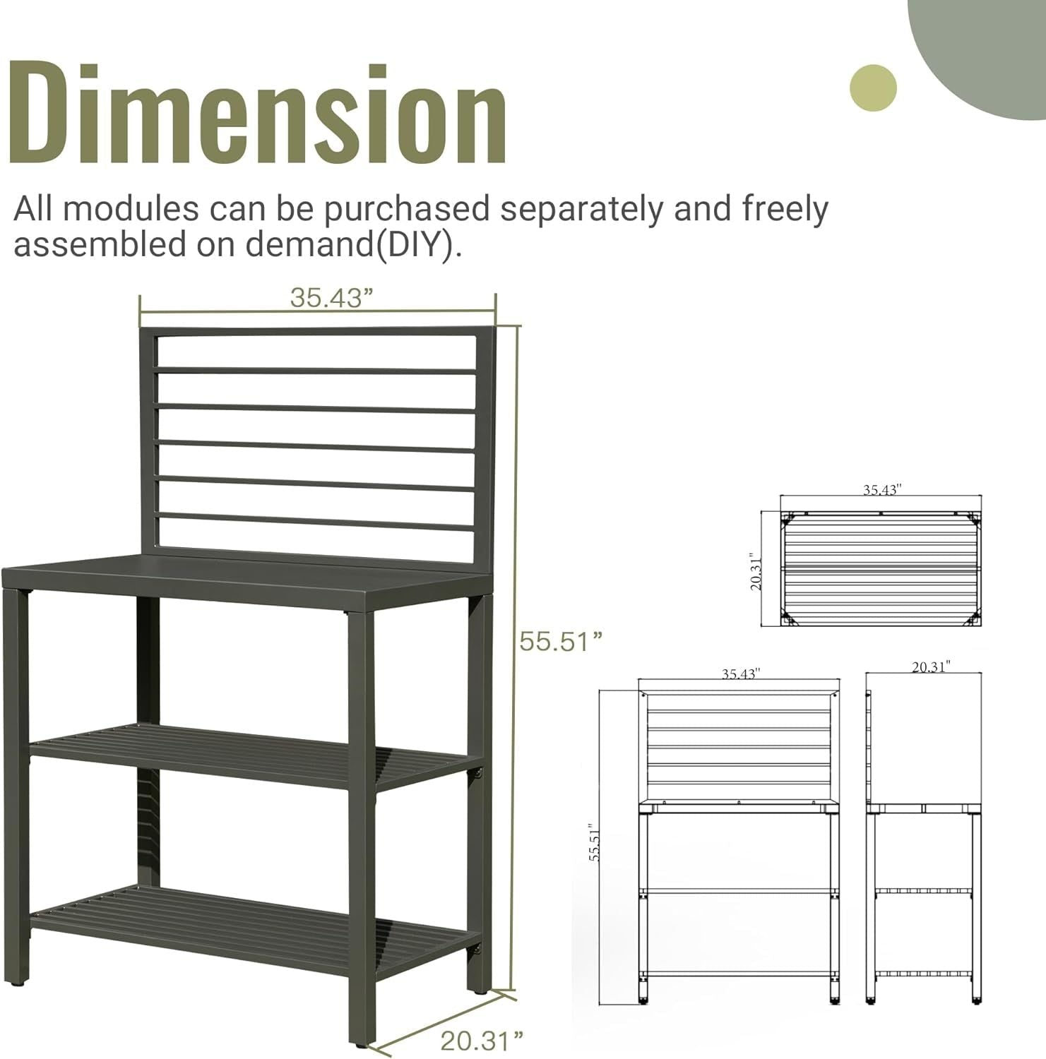 Outdoor Kitchen Island with Storage, Aluminum Kitchen Storage Island Kitchen Food Prep Table with Double Storage Rack, Freestanding Bar Center with Protective Cover Indoor Outdoor - 1st Choice Furniture Direct