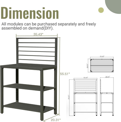 Outdoor Kitchen Island with Storage, Aluminum Kitchen Storage Island Kitchen Food Prep Table with Double Storage Rack, Freestanding Bar Center with Protective Cover Indoor Outdoor - 1st Choice Furniture Direct
