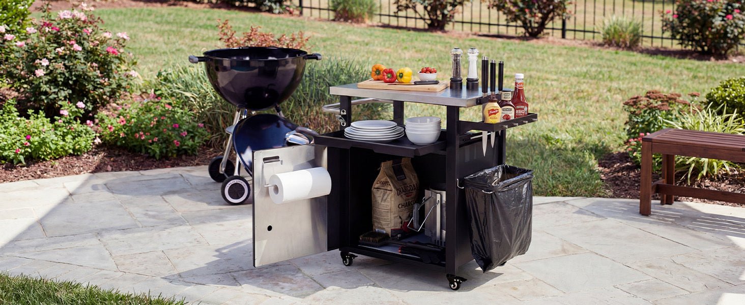 Outdoor Kitchen Prep Station with Stainless Steel Top & Storage - 1st Choice Furniture Direct