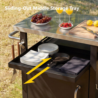 Outdoor Kitchen Prep Station with Stainless Steel Top & Storage - 1st Choice Furniture Direct