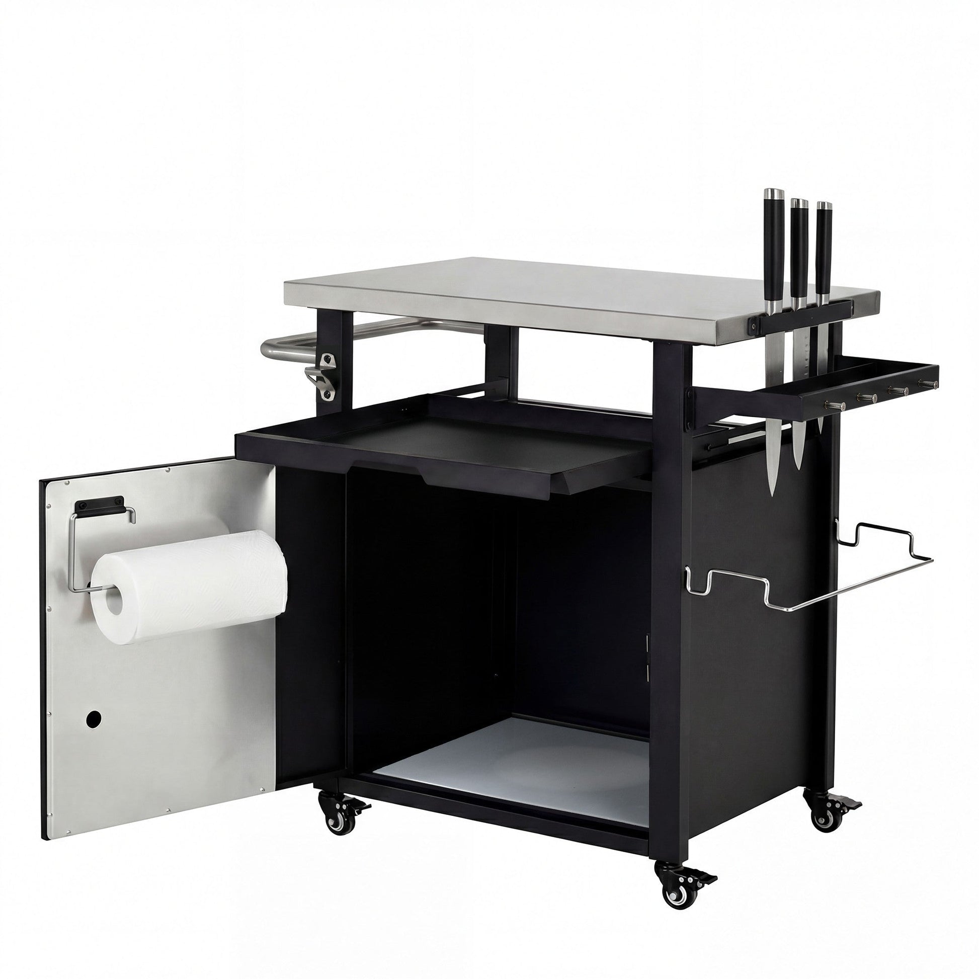 Outdoor Kitchen Prep Station with Stainless Steel Top & Storage - 1st Choice Furniture Direct