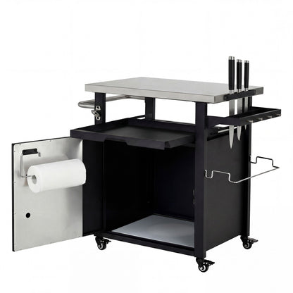 Outdoor Kitchen Prep Station with Stainless Steel Top & Storage - 1st Choice Furniture Direct