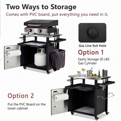 Outdoor Kitchen Prep Station with Stainless Steel Top & Storage - 1st Choice Furniture Direct