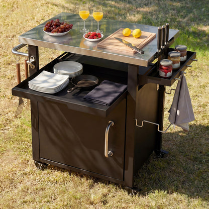Outdoor Kitchen Prep Station with Stainless Steel Top & Storage - 1st Choice Furniture Direct
