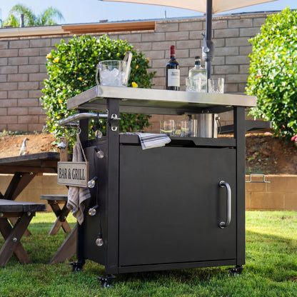 Outdoor Kitchen Prep Station with Stainless Steel Top & Storage - 1st Choice Furniture Direct