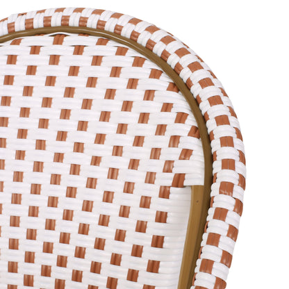 Outdoor PE Rattan and Aluminum French Bistro Chairs Set of 2 Rusted Red & White Bamboo Print Finish - 1st Choice Furniture Direct