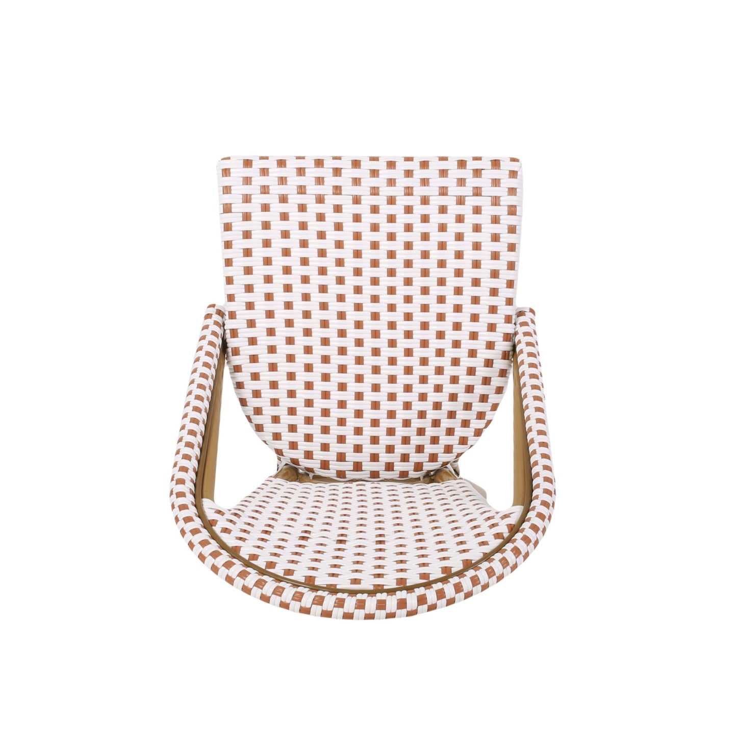 Outdoor PE Rattan and Aluminum French Bistro Chairs Set of 2 Rusted Red & White Bamboo Print Finish - 1st Choice Furniture Direct